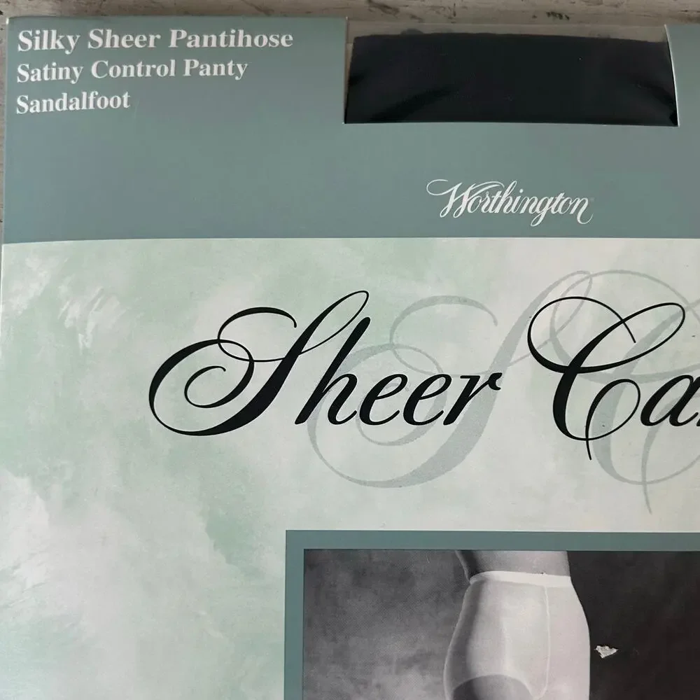Vintage JCPenney Sheer Caress Silky Sheer new pantyhose navy blue Queen short